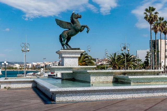 Modern Corinth - Pegasus fountain square